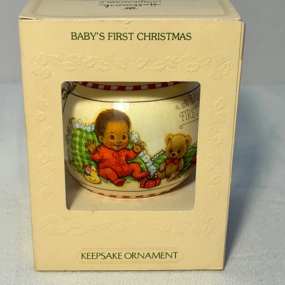 Hallmark Unbreakable Satin Ornament Babys‎ First Christmas 1981 Keepsake